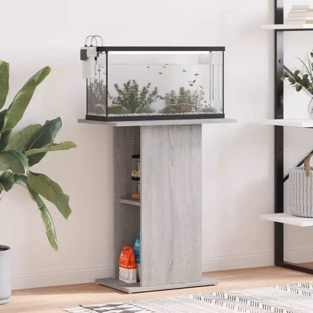 EONLION Modern Wood Aquarium Stand in Grey, W: 60.5 cm, D: 36 cm, H: 72.5 cm
