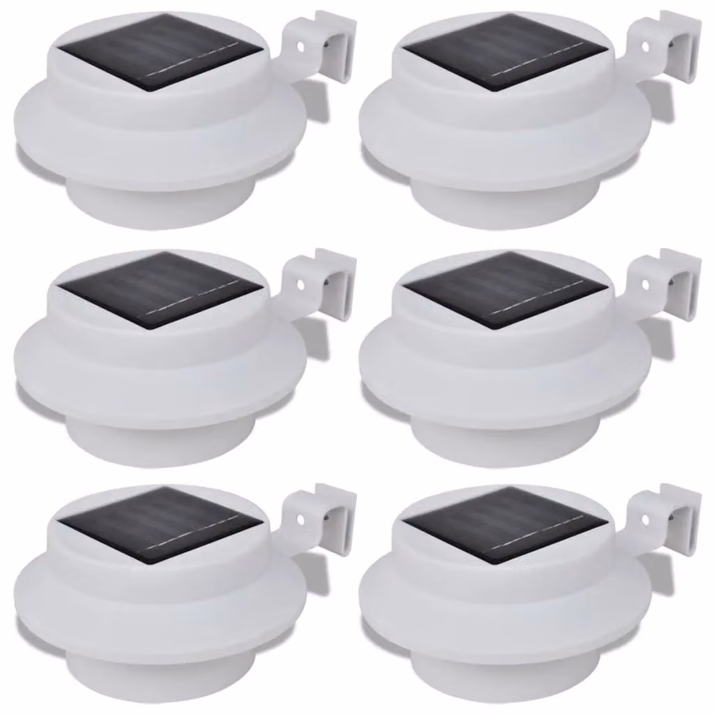 Berkfield Home 6 Piece Solar LED Outdoor Fence and Gutter Light Set in White – 2