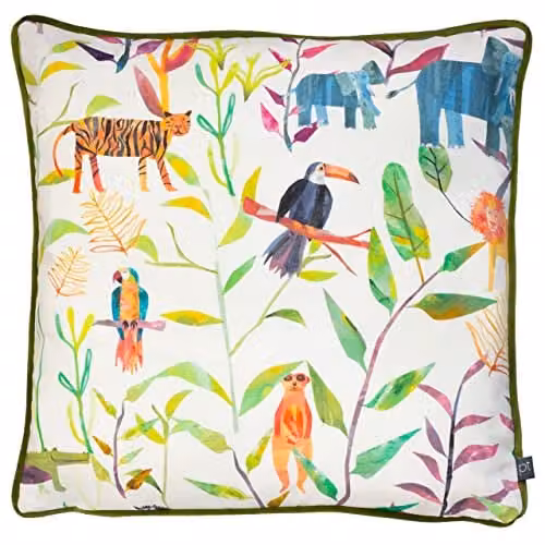 Prestigious Textiles Hide & Seek Exotic Jungle Kids Cushion, Pink Multicolour, W/D/H: 43 x 43 x 43 cm – 1