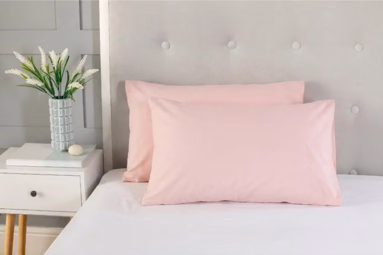 Home Sweet Home UK Snug City Polycotton Plain Dyed Housewife Pillowcase Pair in Pink, W: 48 cm x L: 74 cm
