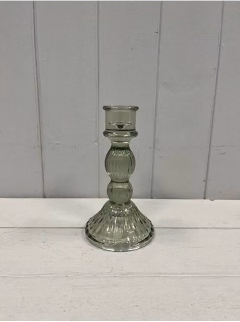 KDMD Green Glass Taper Candle Holder for Tabletop Use