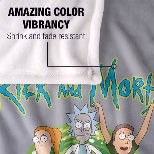 LOGOVISION Rick and Morty Family Fights Together Super Soft Fleece Throw Blanket, Multicolour, W/D/H: 91 x 147 cm – 2