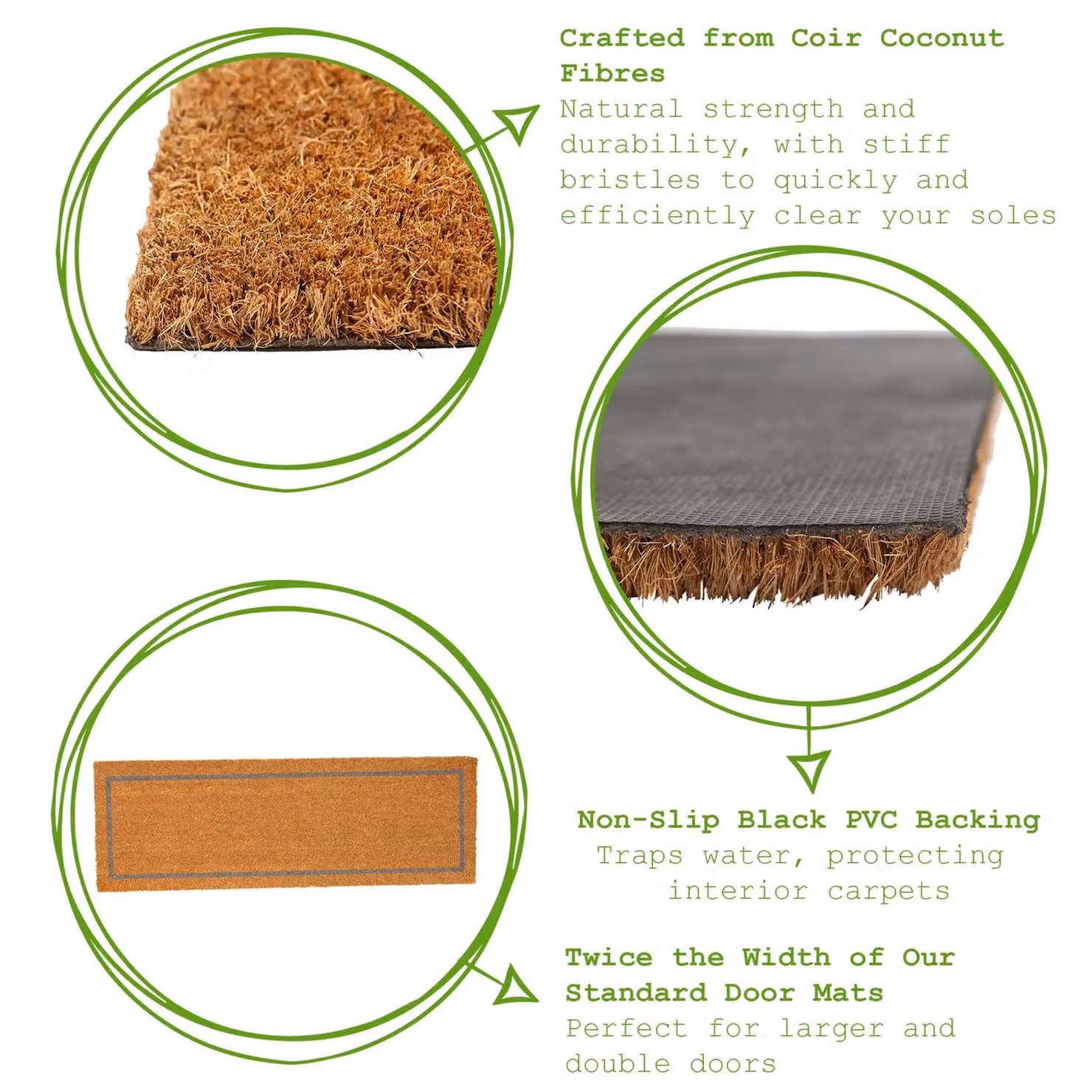 Nicola Spring Coir Door Mat Set of 2, Grey Inset in Brown, W: 120 cm, D: 40 cm – 2