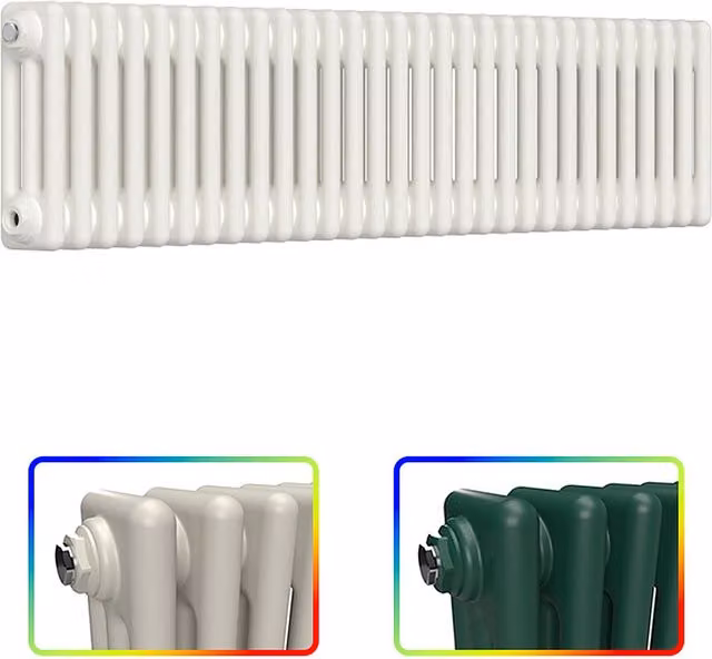 Lux Heat Horizontal 3 Column Steel Radiator in White, W/H: 78.5 x 30 cm