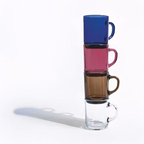 Duralex Versailles Glass Coffee Mugs, 260ml, Purple, Pack of 12