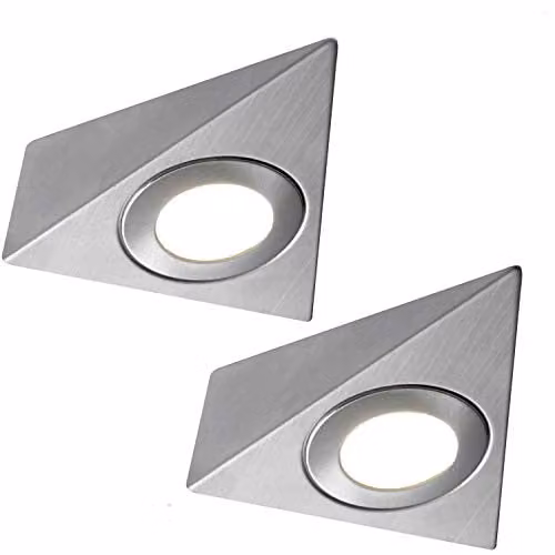 Loops 2 Pack Brushed Nickel Pyramid Surface Under Cabinet LED Kitchen Lights with Driver Kit in Warm White