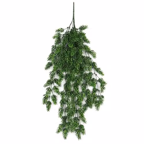 Leaf Green Artificial Hanging Clustered Fern Plant, UV and Fire Resistant, 128 cm – 1
