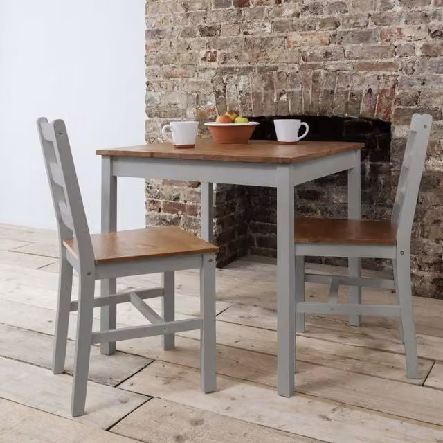 Noa and Nani Annika Modern Square Bistro Table in Grey and Natural Pine