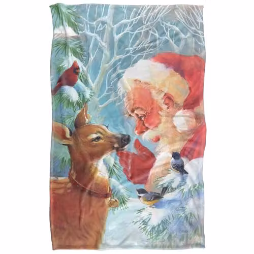 JQ Licensing Christmas Santa and New Fawn Silky Touch Super Soft Fleece Throw Blanket, Multicolour, W: 91 cm, D: 147 cm – 1