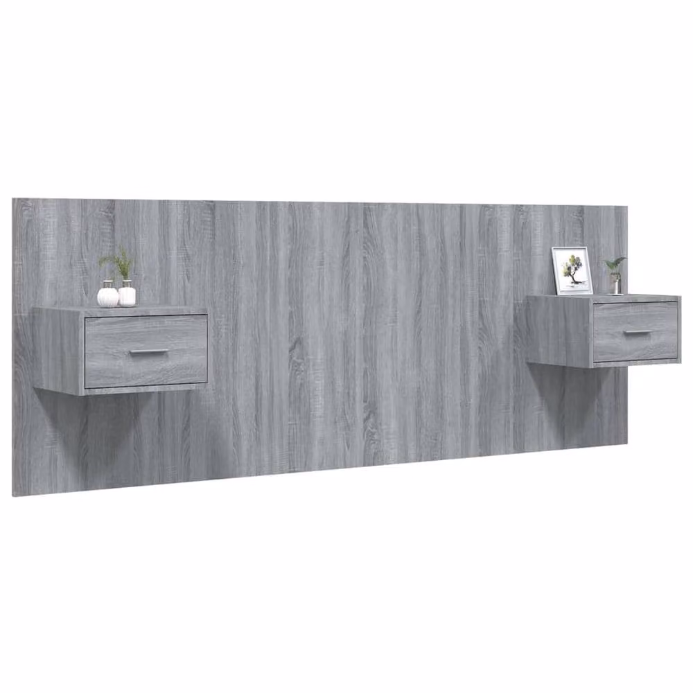 Berkfield Home Bed Headboard with Integrated Nightstands in Grey Sonoma Engineered Wood – 3