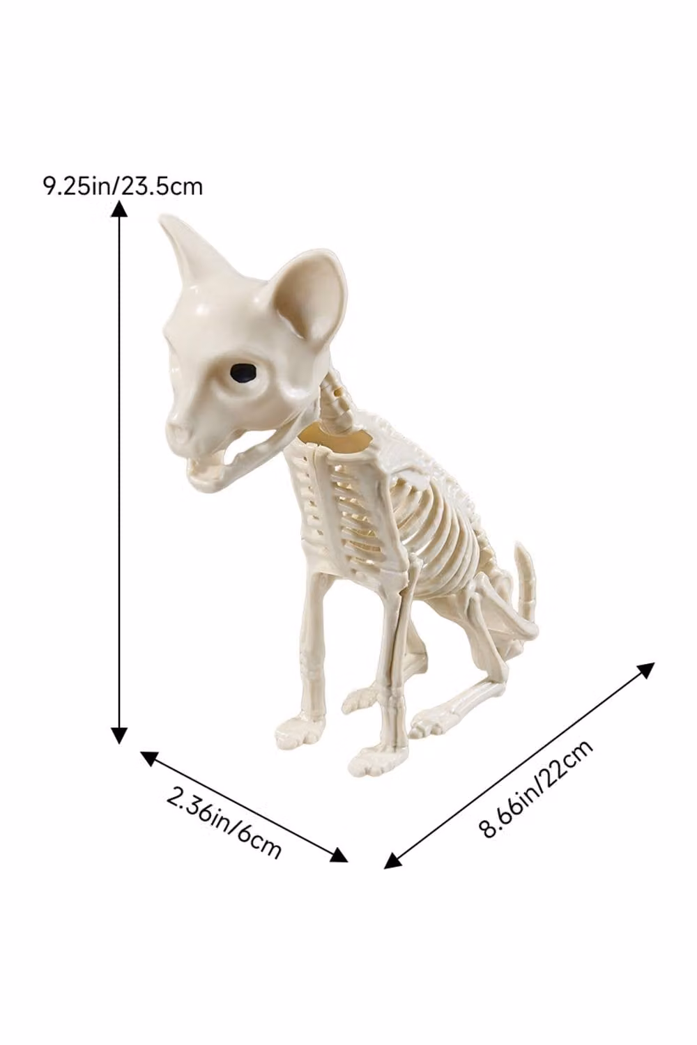Garden Sanctuary Spooky Cat Skeleton Figurine in Beige and White for Halloween Tabletop Decor – 3