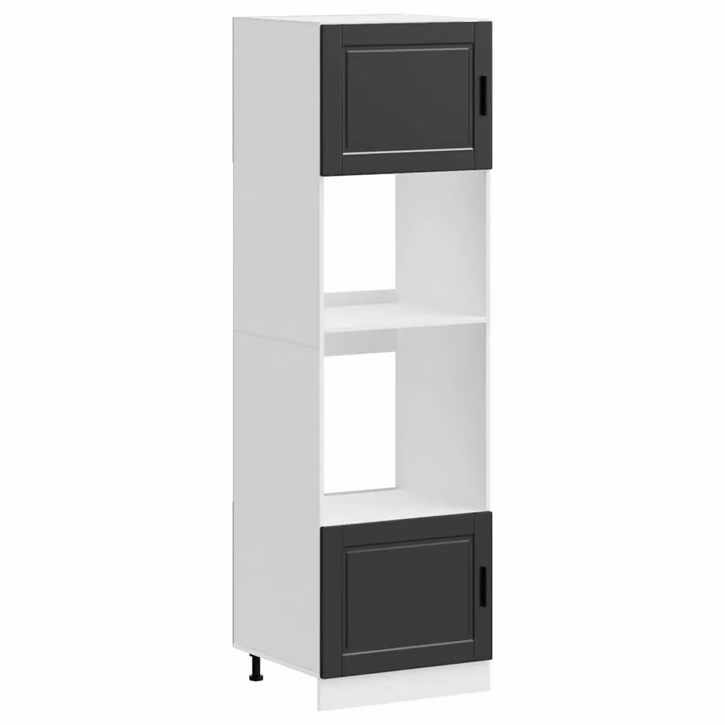Berkfield Home Set of 2 Porto Black Freestanding Kitchen Oven Cabinets in Matt Engineered Wood – 2
