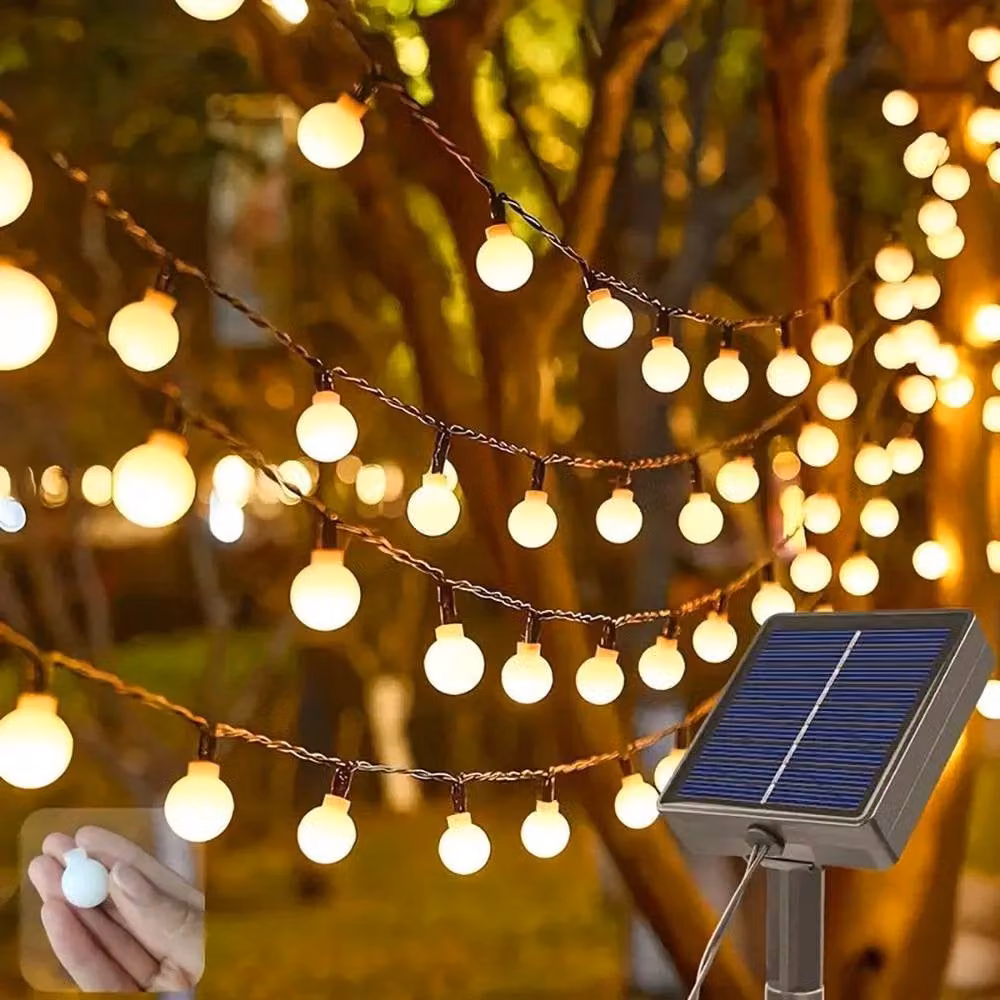 NESTLUNE Warm White LED Solar Ball String Lights with Remote Control and Timer, 7m White Sphere Fairy Lights for Outdoor Parties – 2
