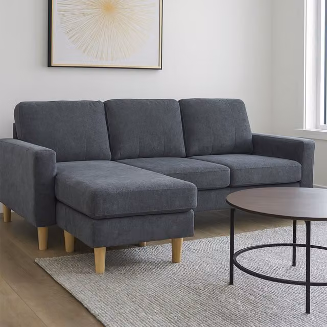 Aspire Pad Compact L-Shape Sofa with Reversible Chaise in Anthracite Grey, W/D/H: 184 x 79 x 46 cm