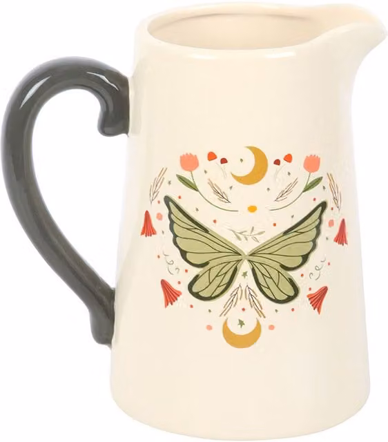 Kingsbury Gifts Fairy Wing Ceramic Floral Flower Jug Vase, Multicolour