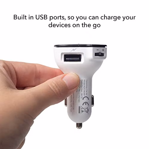 Aquarius Bluetooth Adapter FM Transmitter with Hands-free Calling Car Kit, White – 5