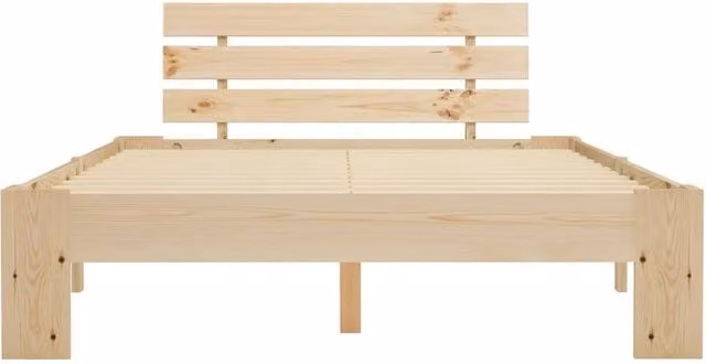 Berkfield Home Modern Solid Pine Wood Bed Frame, Natural, W/D/H: 200 x 140 x 66 cm