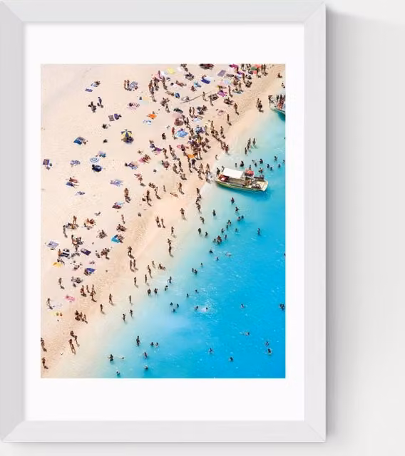 East End Prints By The Sea Framed Maritime Wall Art in White and Multicolour