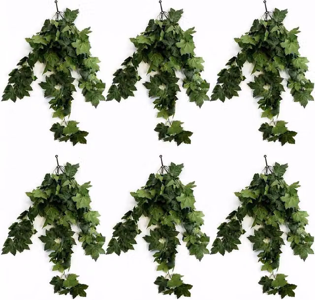 Pack of 6 Artificial Green Hanging Grape Ivy Plants, 70cm
