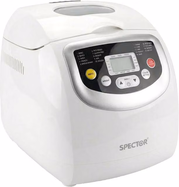 Spector Stainless Steel Automatic Bread Maker with 19 Programs and Timer, White – 1