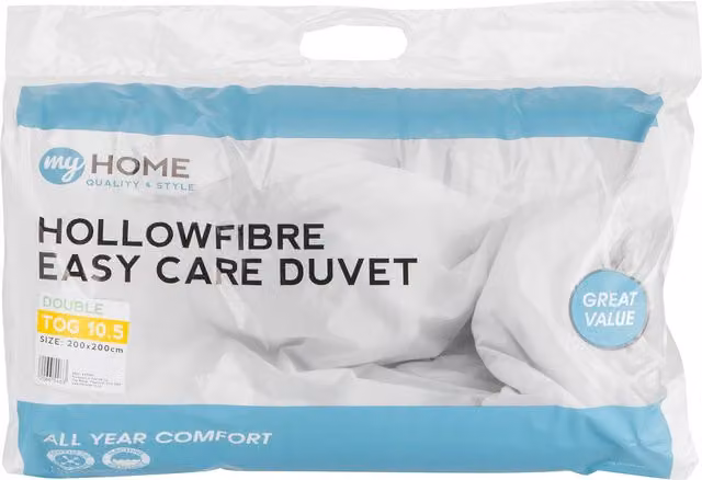 My Home 10.5 Tog Hollow Fibre All Year Duvet, White, Double