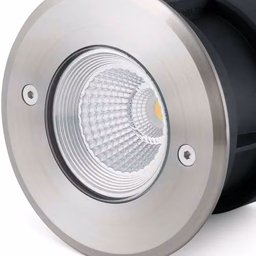 Netlighting Grey Stainless Steel and Glass LED Ground Recessed Outdoor Spotlight with Warm White Light and IP67 Rating – 3