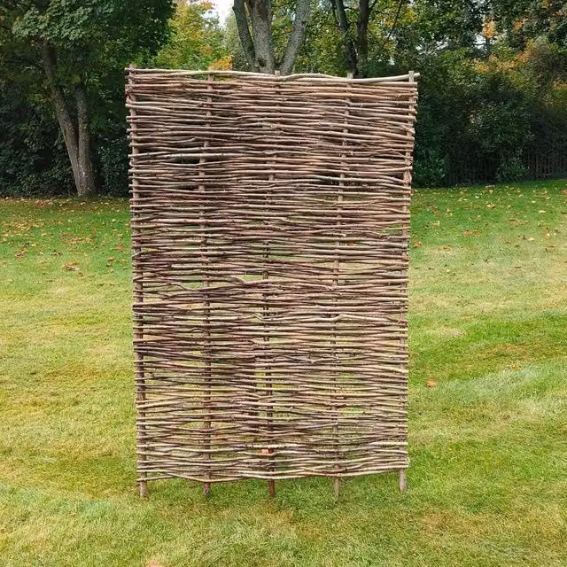 Access Garden Products Capped Hazel Woven Hurdle Fence Panel, Brown, W: 120 cm, H: 182.88 cm