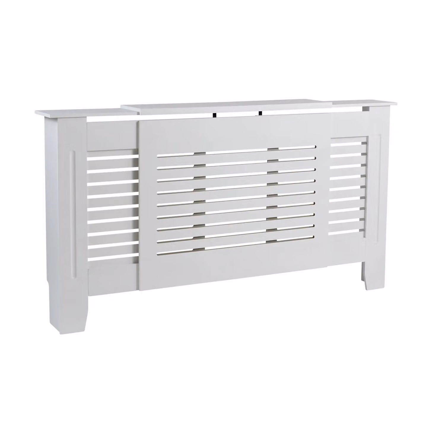 Home Source Extending Adjustable Radiator Cover in White MDF with Slatted Wood Design, W: 203.0 cm, H: 82.0 cm – 4