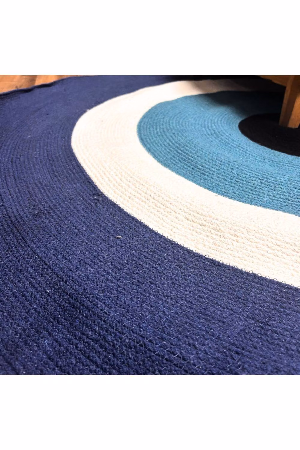 KDMD Blue Cotton Rope Round Evil Eye Rug, Diameter: 150 cm – 4