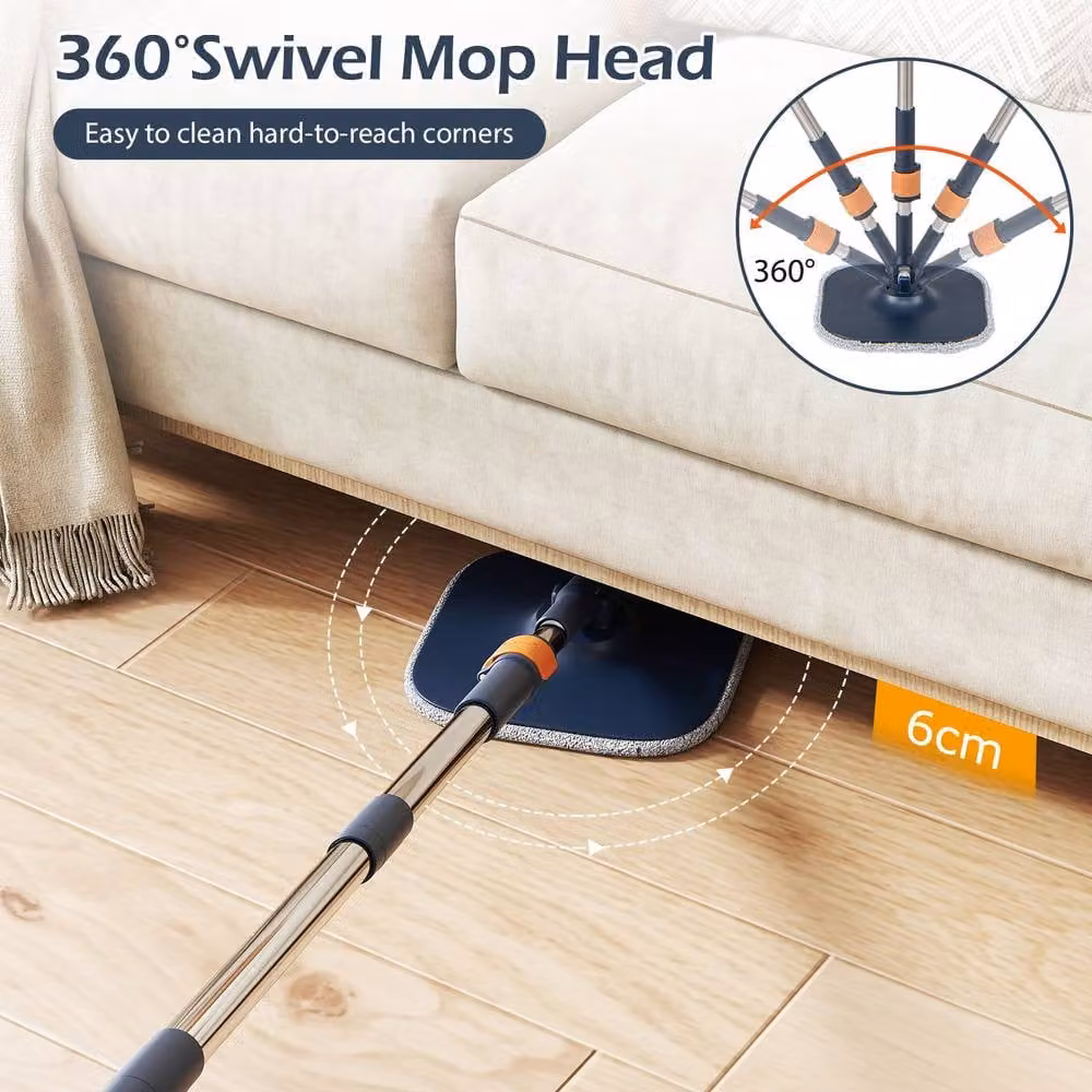 Costway Mop and Bucket Set with Wringer and 8 Microfibre Pads in Blue – 8