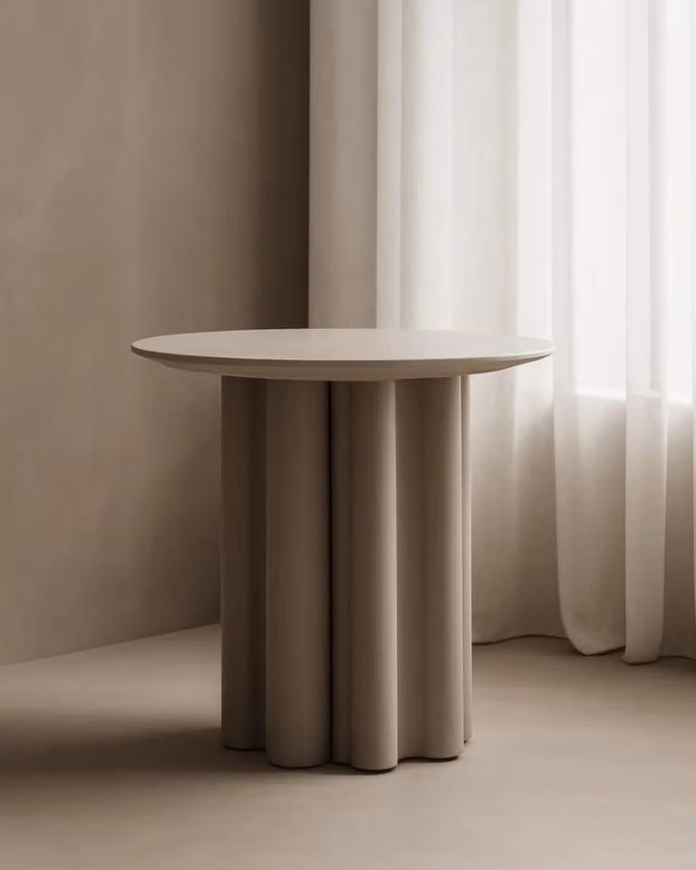 Tommy Franks Moon Round Side Table in Matte Beige