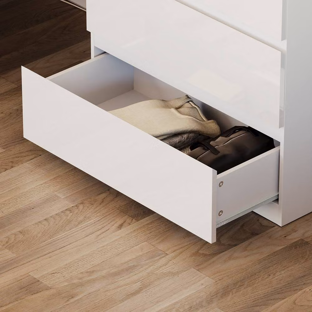 HD Designs Glinton 5 Drawer Chest of Drawers in White High Gloss – 3
