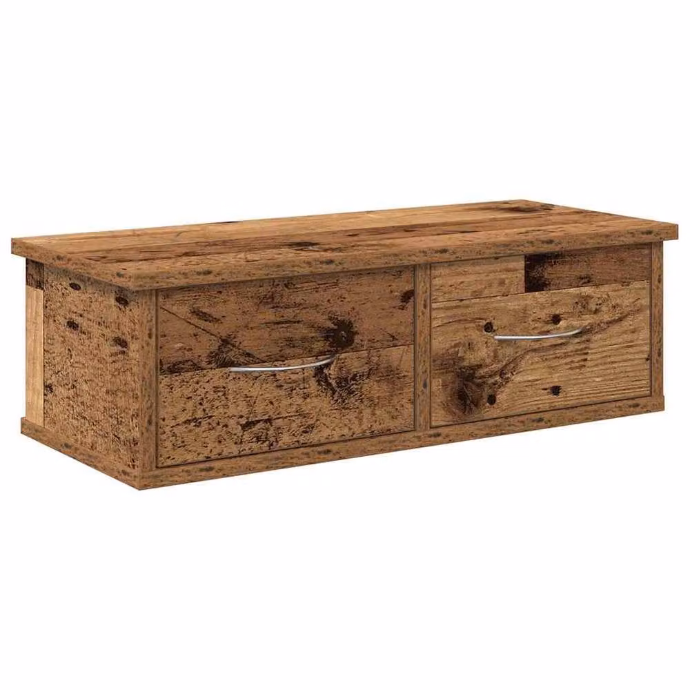 Berkfield Home Wall Cabinet in Old Wood Brown, W: 60 cm, D: 26 cm, H: 18.5 cm – 2