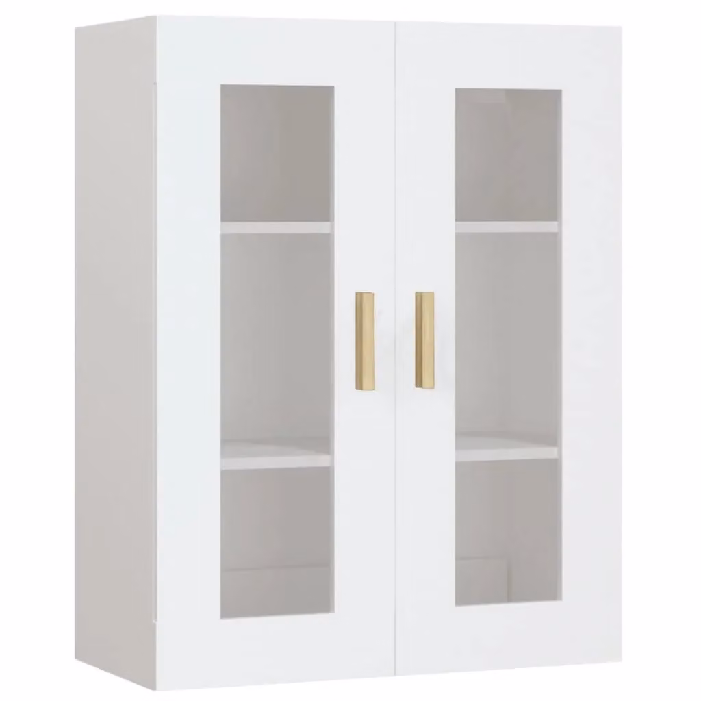 Berkfield Home White Wall Mounted Hanging Cabinet with Glass Doors and Internal Shelves W/D/H: 69.5 x 34 x 90 cm