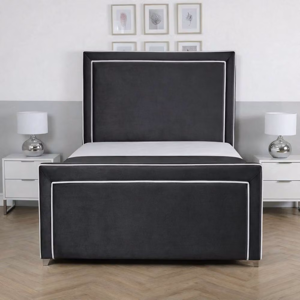 Living Comfort Bedz Verona Upholstered Gas Lift Storage Bed Frame with 48 Inch Headboard in Grey, Size: Double (140 x 200 cm) – 2