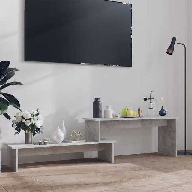 Berkfield Home Industrial TV Cabinet in Concrete Grey with Adjustable Shelves, W/D/H: 180 x 30 x 43 cm