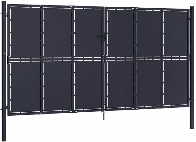 Berkfield Home Anthracite Steel Swing Garden Gate W: 400 cm, H: 175 cm – 1