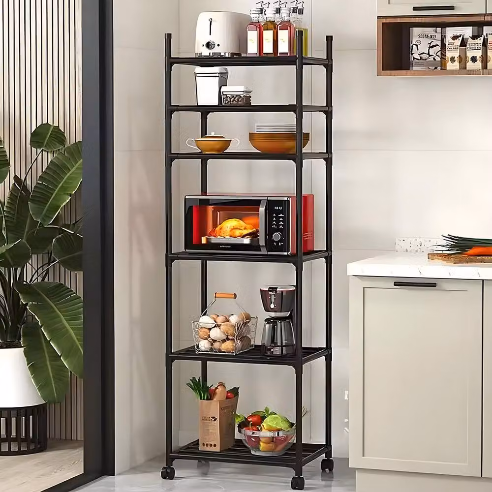 SPETLEK 6-Tier Rolling Storage Rack in Matt Black, W/D/H: 32 x 32 x 170 cm – 3