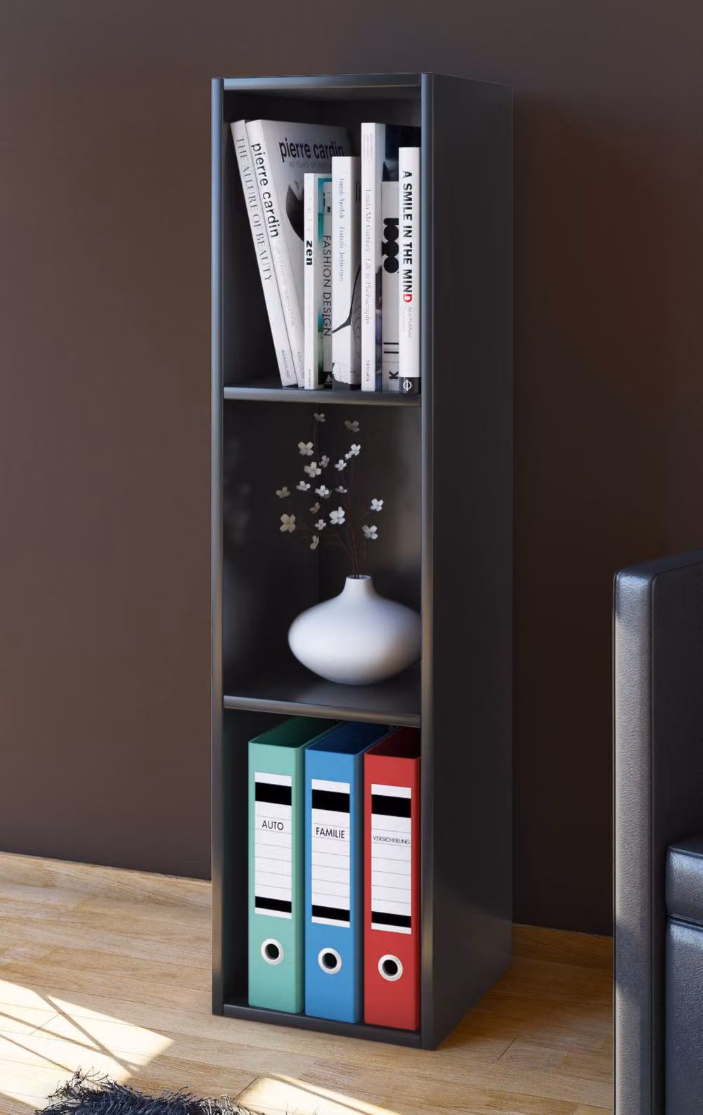 VCM Mendas 3-Tier Wood Stand Shelf Decoration in Black, H 107.0 x W 34.0 x D 30.0 cm – 3