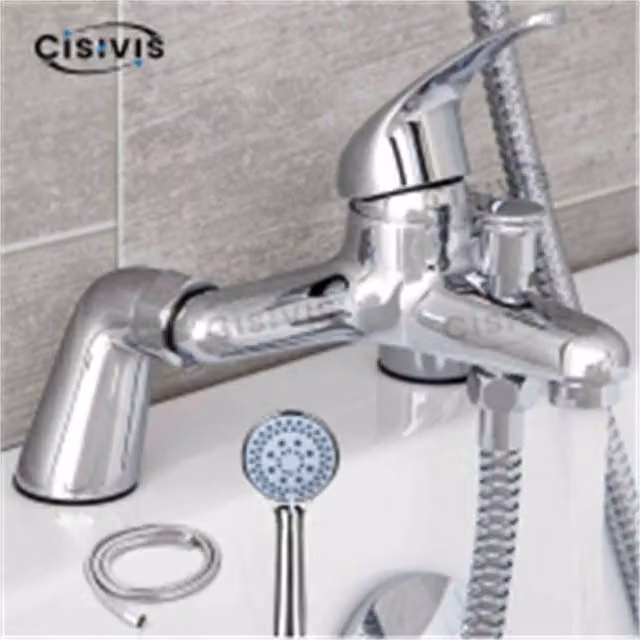 Nordara Silver Bath Filler Tap and Shower Mixer Set with Single Lever Hand Held Shower Head