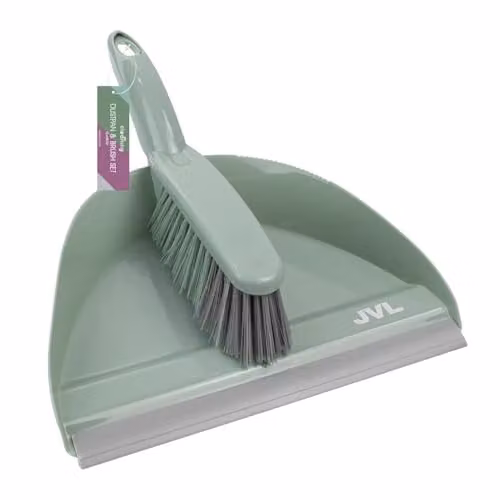 JVL Wall Mountable Dustpan and Brush Set in Green and Grey – 1