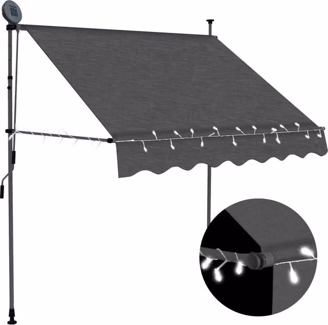 Berkfield Home Manual Retractable Awning with LED, Anthracite and Black, Width: 100 cm