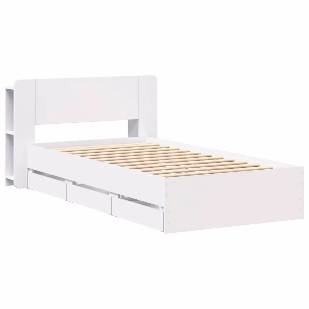 Berkfield Home Modern Bed Frame with Storage Drawers in White, Engineered Wood, W/D/H: 80 x 200 cm – 2