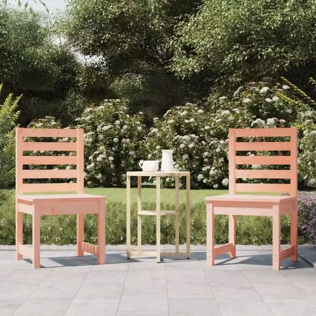 Berkfield Home Set of 2 Brown Solid Douglas Wood Garden Chairs, W/D/H: 40.5 x 48 x 91.5 cm – 1