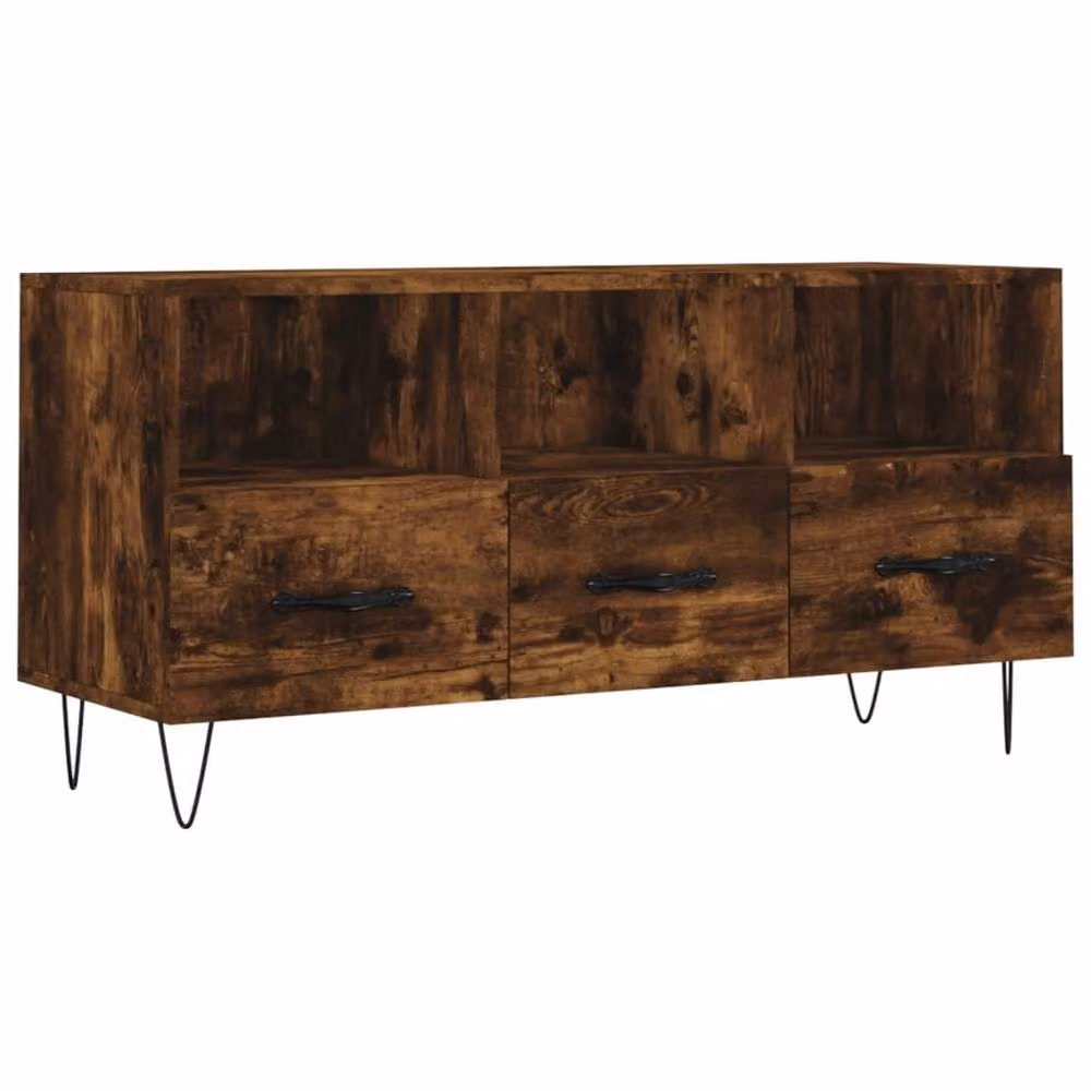 Berkfield Home Smoked Oak TV Cabinet in Brown, W/D/H: 102 x 36 x 50 cm – 3