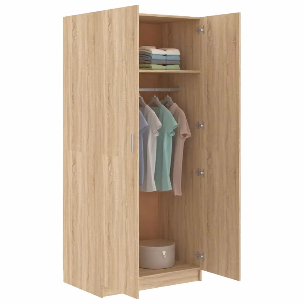 Berkfield Home Sonoma Oak Wardrobe in Brown, W/D/H: 80 x 52 x 180 cm – 2