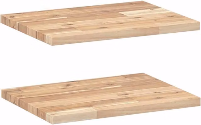 Berkfield Home Floating Shelves, 2 Pack, Untreated Solid Acacia Wood in Brown, W: 40 cm, D: 30 cm, H: 2 cm
