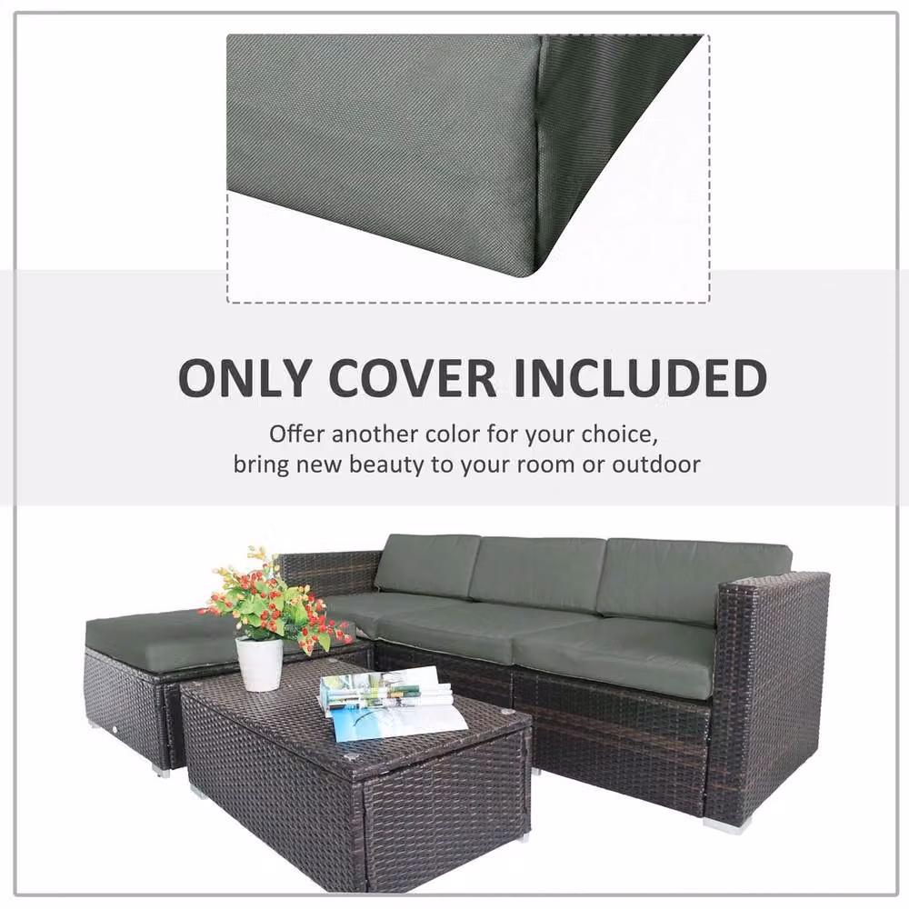 NESTLUNE Green Rectangular Garden Rattan Cushion Cover Replacement, W: 100 cm, H: 15 cm – 3