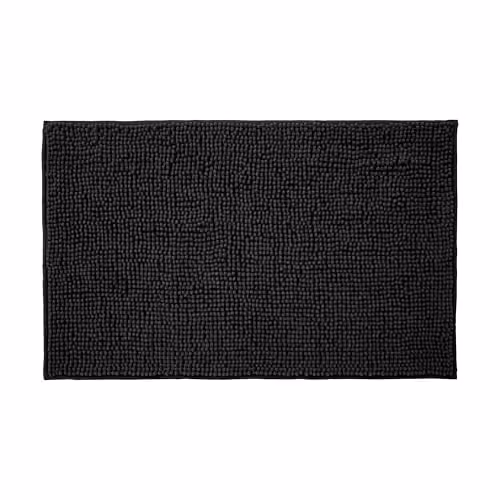 Allure Bath Fashions Bobble Chenille Microfibre Non Slip Bath Mat, Black, W: 50 cm, D: 80 cm