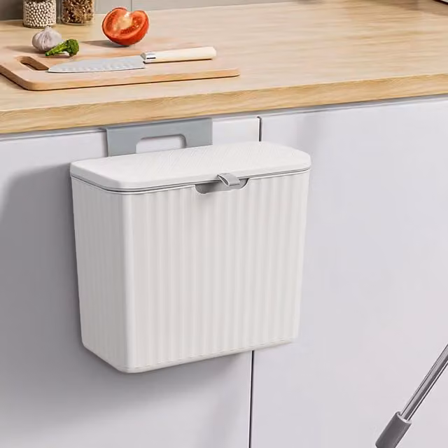Lifeideas White Wall-mounted Plastic Rubbish Bin with Flip Lid